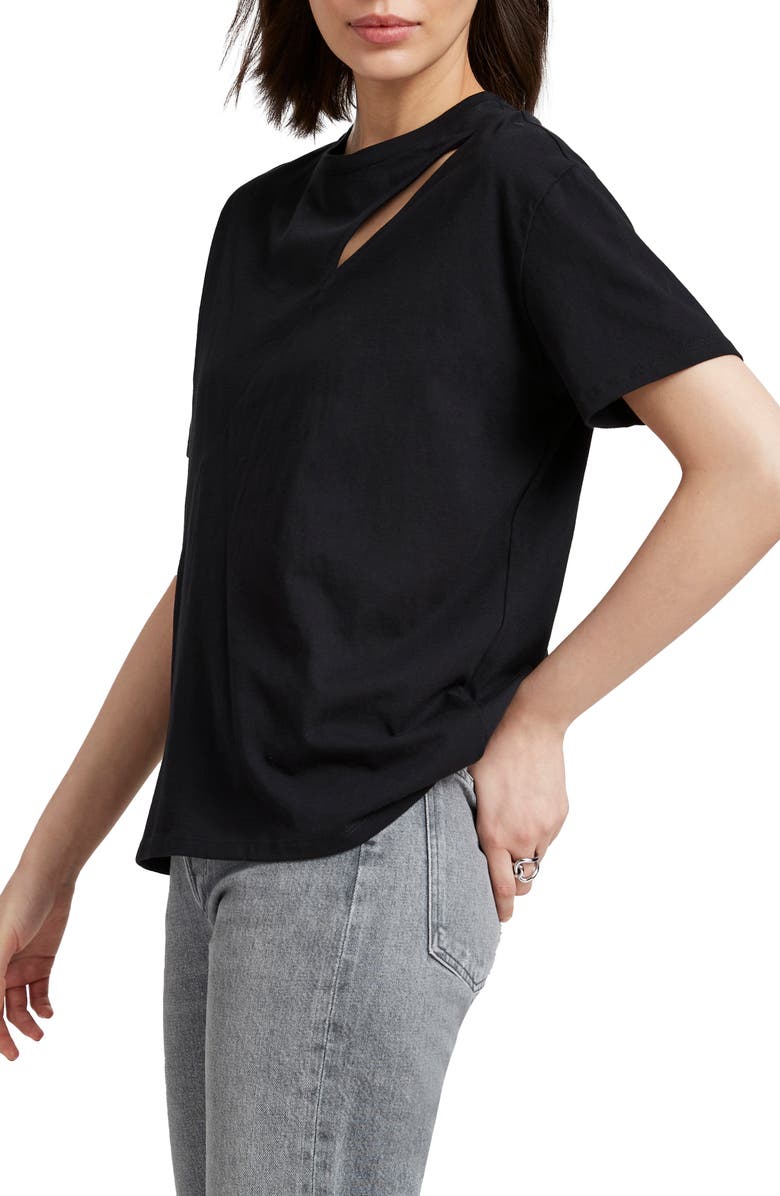 Marcella Leonie Cutout Organic Cotton Top, Alternate, color, Black