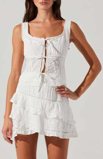 ASTR the Label Kensley Embroidered Eyelet Cotton Tie Front Camisole