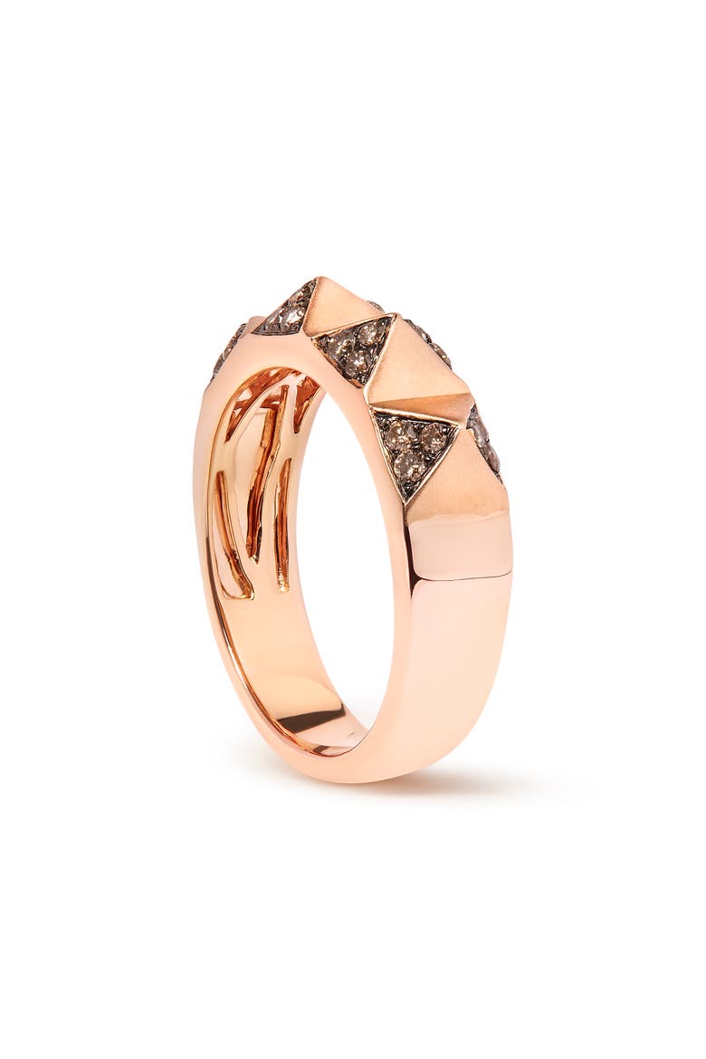14K Rose Gold 1/4 Cttw Brown Diamond Pyramid Band Ring, Alternate, color, Pink