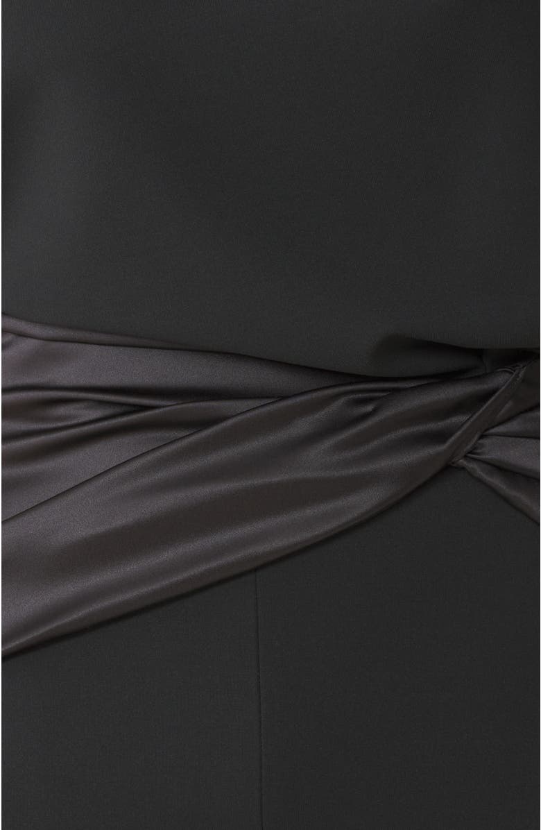 Lanvin Black Midi Dress In Jersey And Satin, Alternate, color, Black