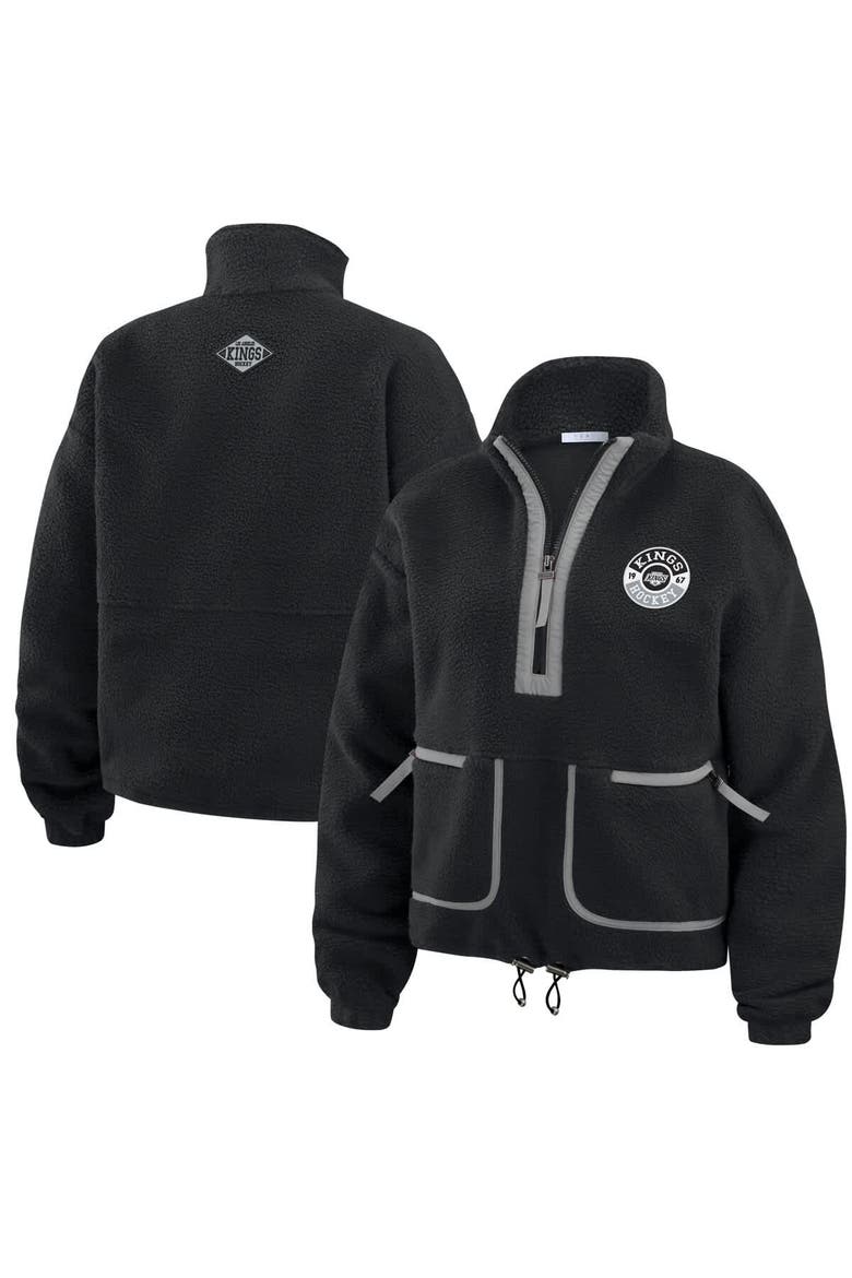Women's WEAR by Erin Andrews  Black Los Angeles Kings Polar Fleece Half-Zip Jacket, Main, color, Black