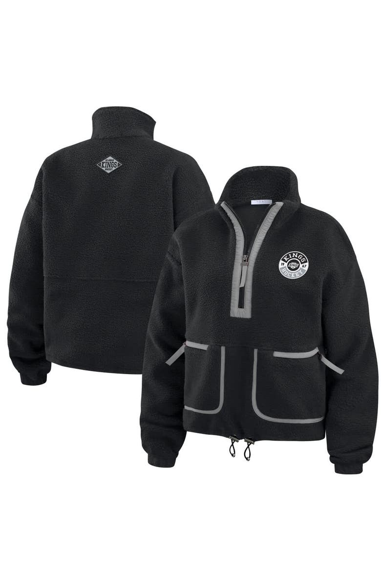 WEAR by Erin Andrews Women's WEAR by Erin Andrews  Black Los Angeles Kings Polar Fleece Half-Zip Jacket, Main, color, Black