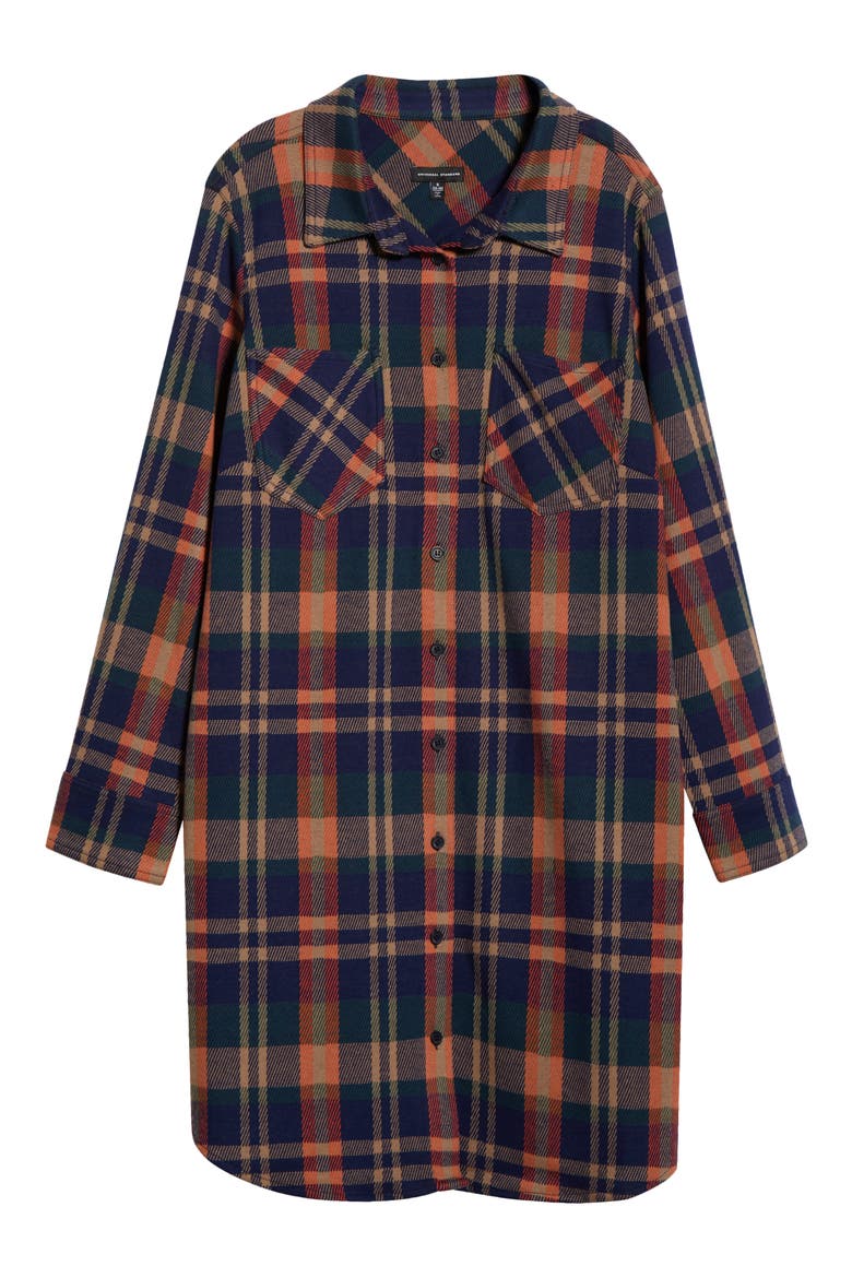 Long Sleeve Check Flannel Shirtdress, Alternate, color, AUTUMN APPLE RED PLAID