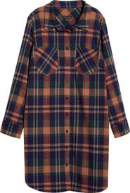 Universal Standard Long Sleeve Check Flannel Shirtdress