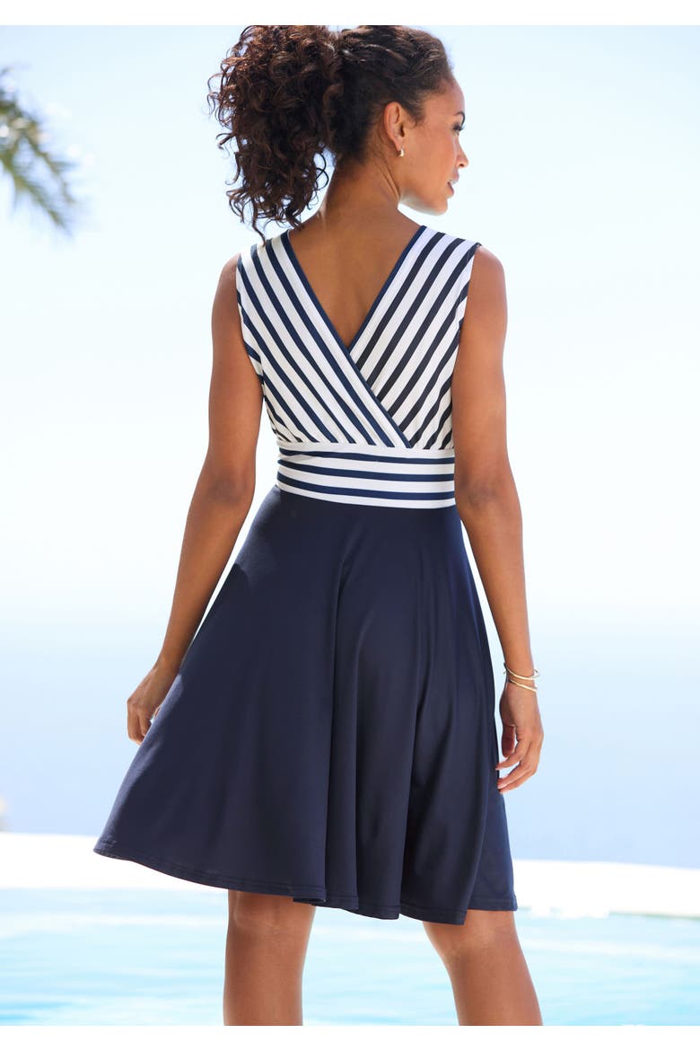 Sleeveless Wrap Look Dress, Alternate, color, Navy Multi