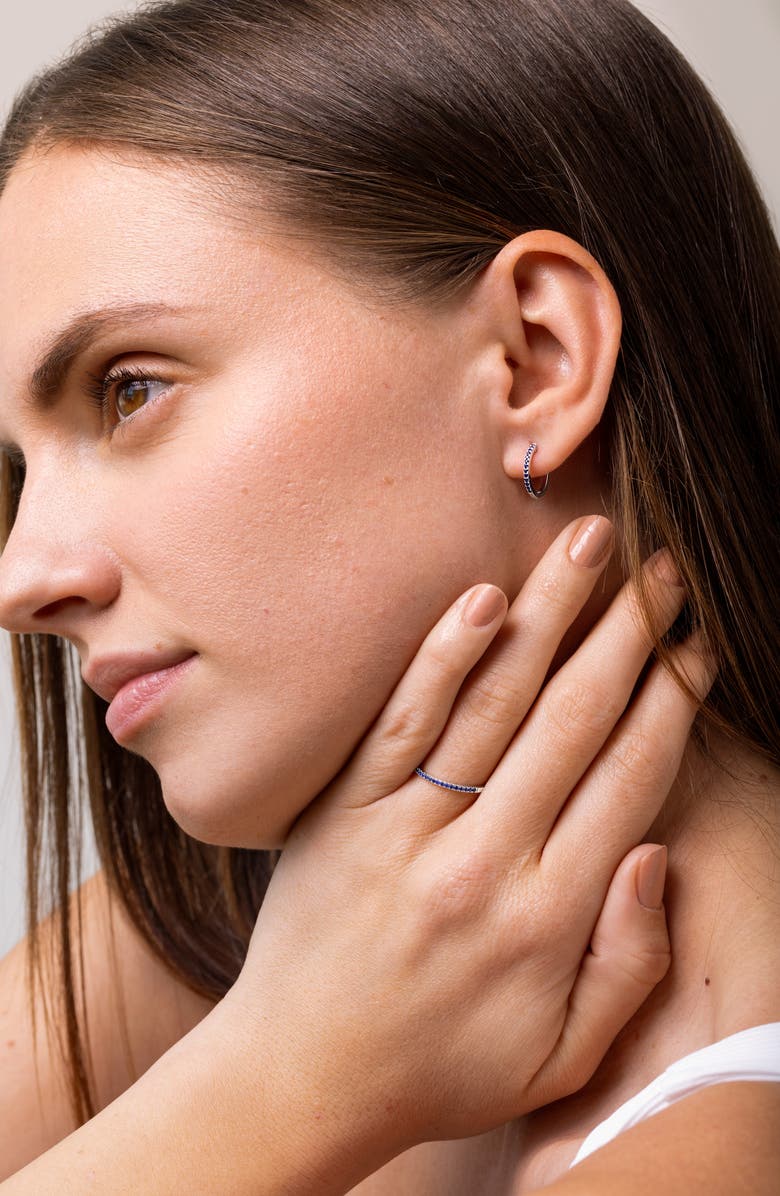 Bony Levy El Mar Sapphire Huggie Hoop Earrings, Alternate, color, 18K White Gold/ Sapphire