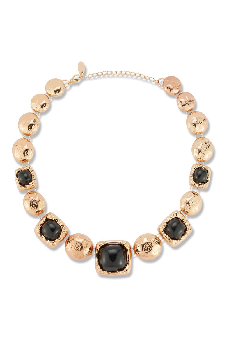 Domed Link Statement Necklace, Alternate, color, GOLD/BLACK