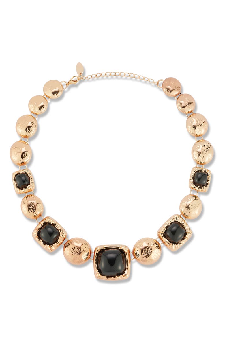 SPHERA MILANO Domed Link Statement Necklace, Alternate, color, Gold/Black
