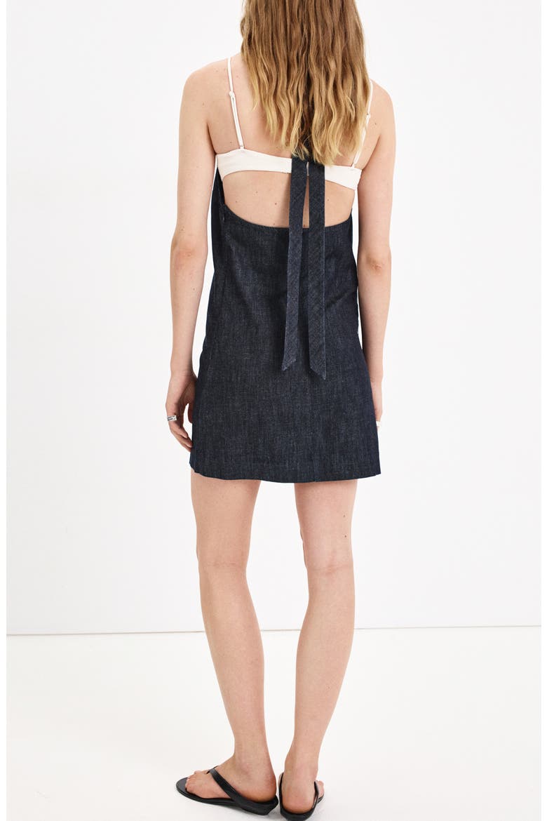 Halter Neck Denim Minidress, Alternate, color, OPEN BLUE