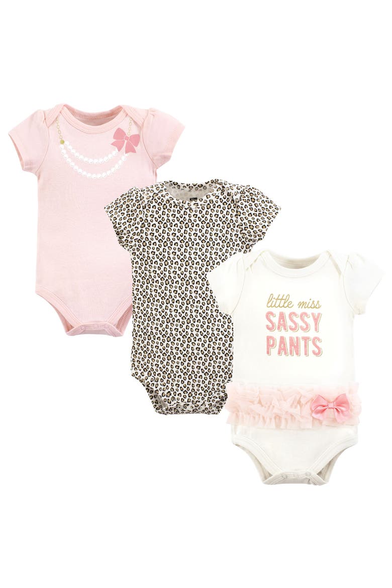 Cotton Bodysuits 3-Pack, Main, color, Miss Sassy Pants