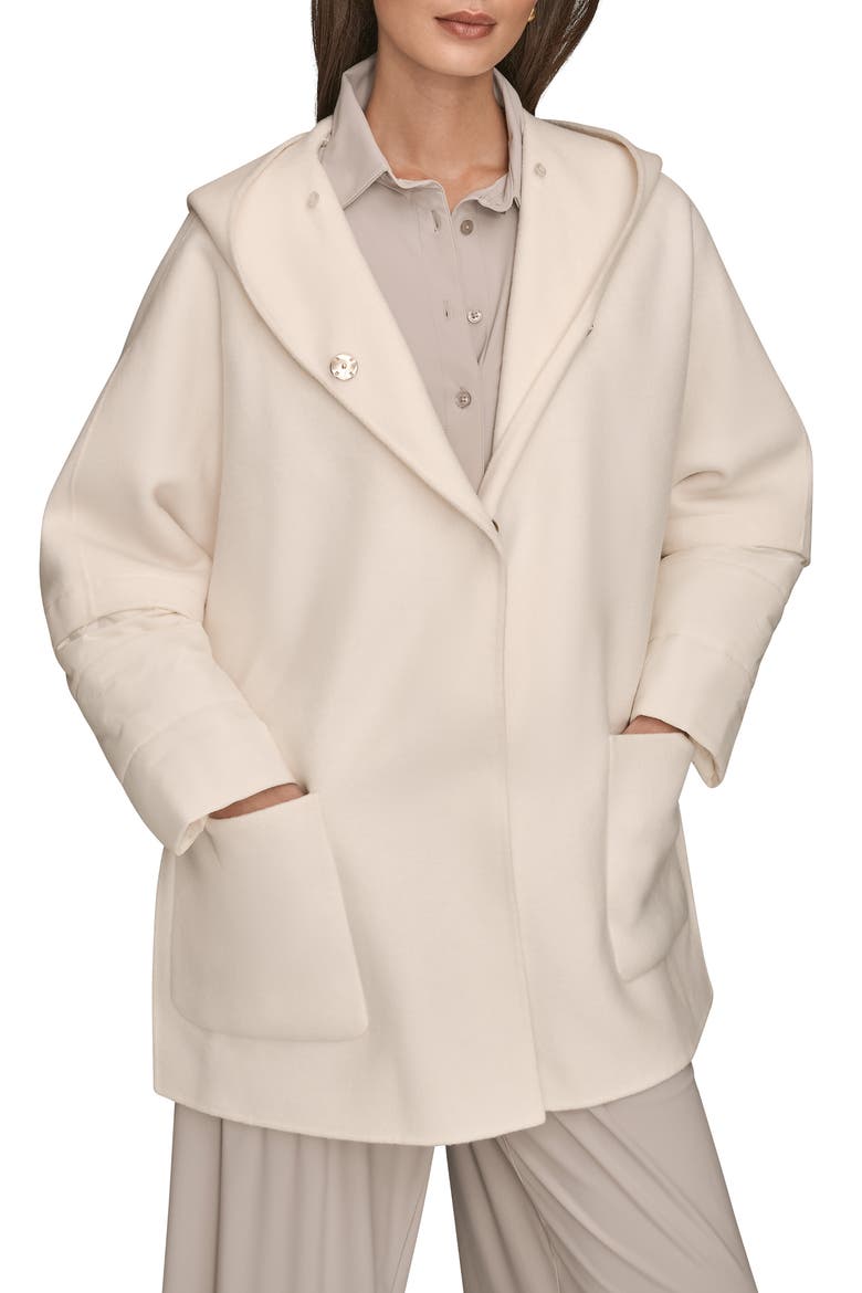 Wool Blend Coat with Puffer Sleeves, Main, color, CREAM
