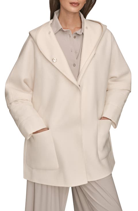 Wool Blend Coat with Puffer Sleeves