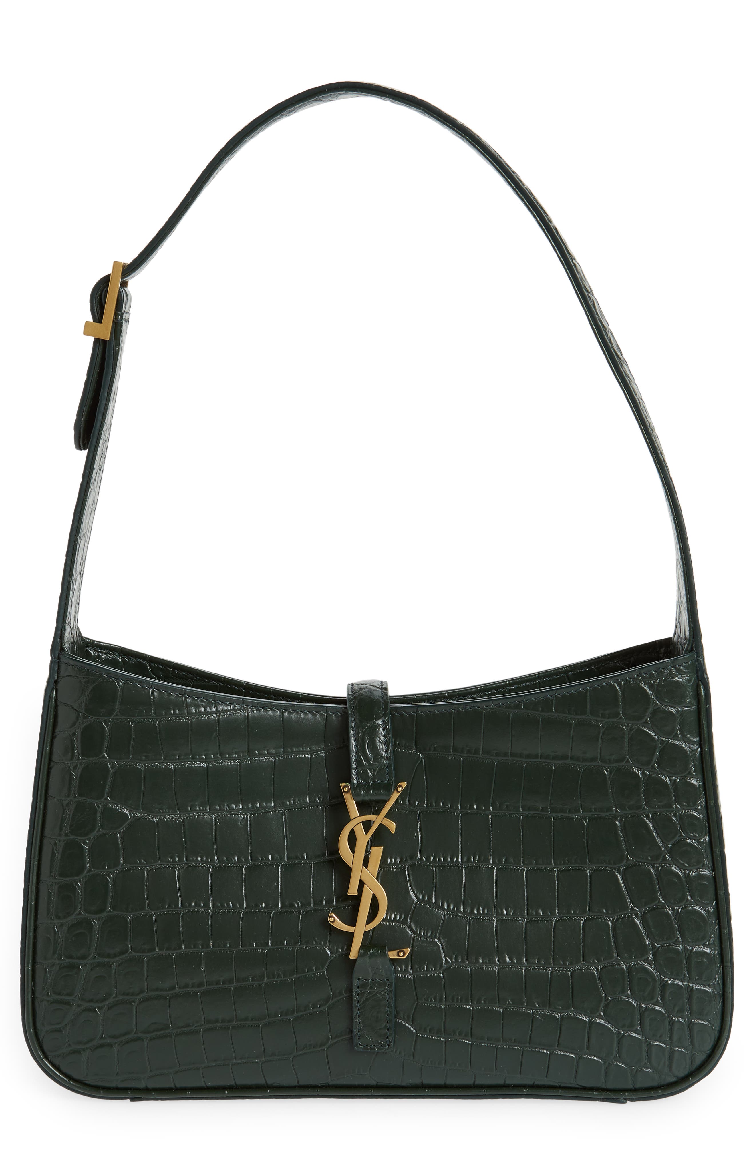 Saint Laurent Le 5 à 7 Croc Embossed Leather Hobo, Main, color, 