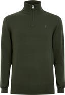 AllSaints Kilburn Funnel Neck Wool Blend Quarter Zip Sweater