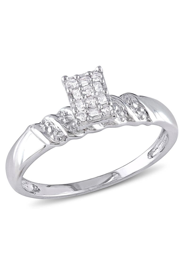 Diamond Cluster Engagement Ring, Main, color, Sterling Silver