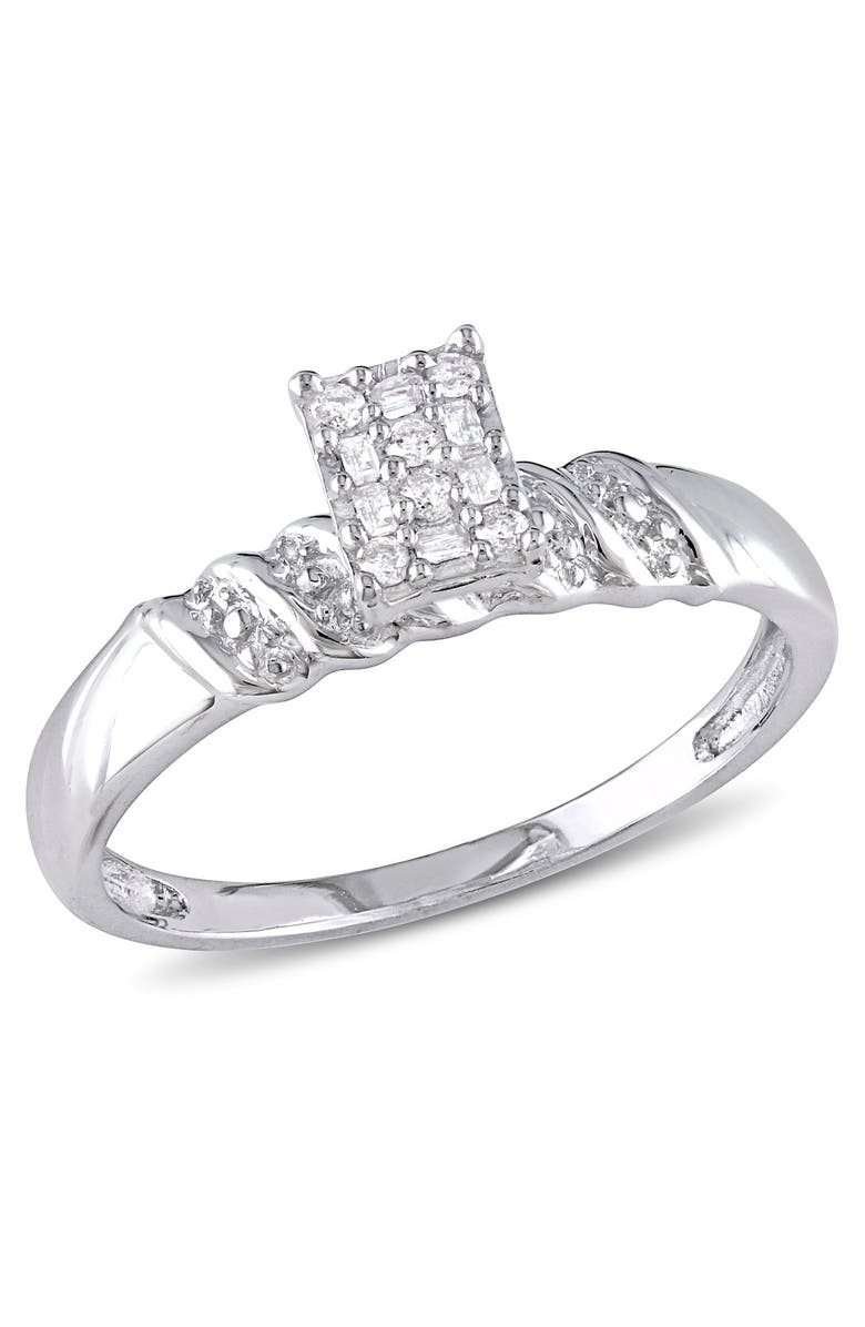 Julianna B. Diamond Cluster Engagement Ring, Main, color, Sterling Silver