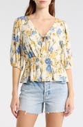 Melrose and Market Floral Smocked Peplum Top