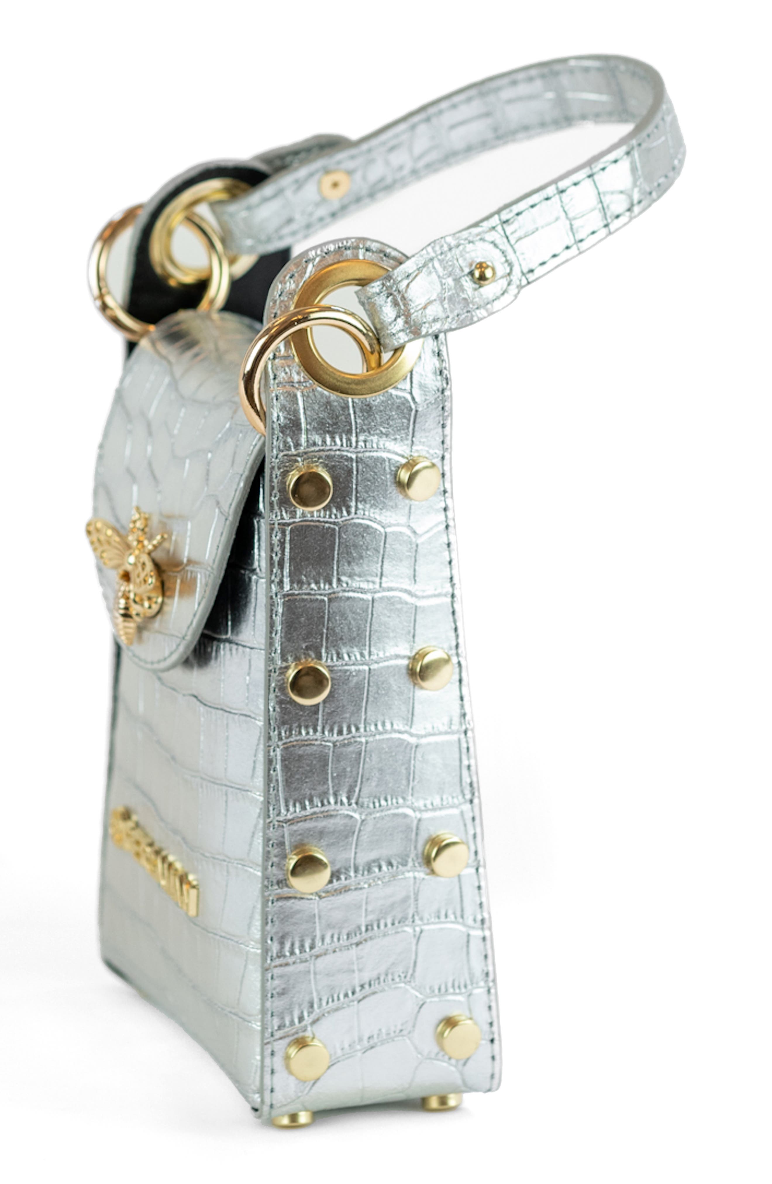 Persaman New York Anette Croc-Embossed Leather Crossbody Bag, Alternate, color, Platinum
