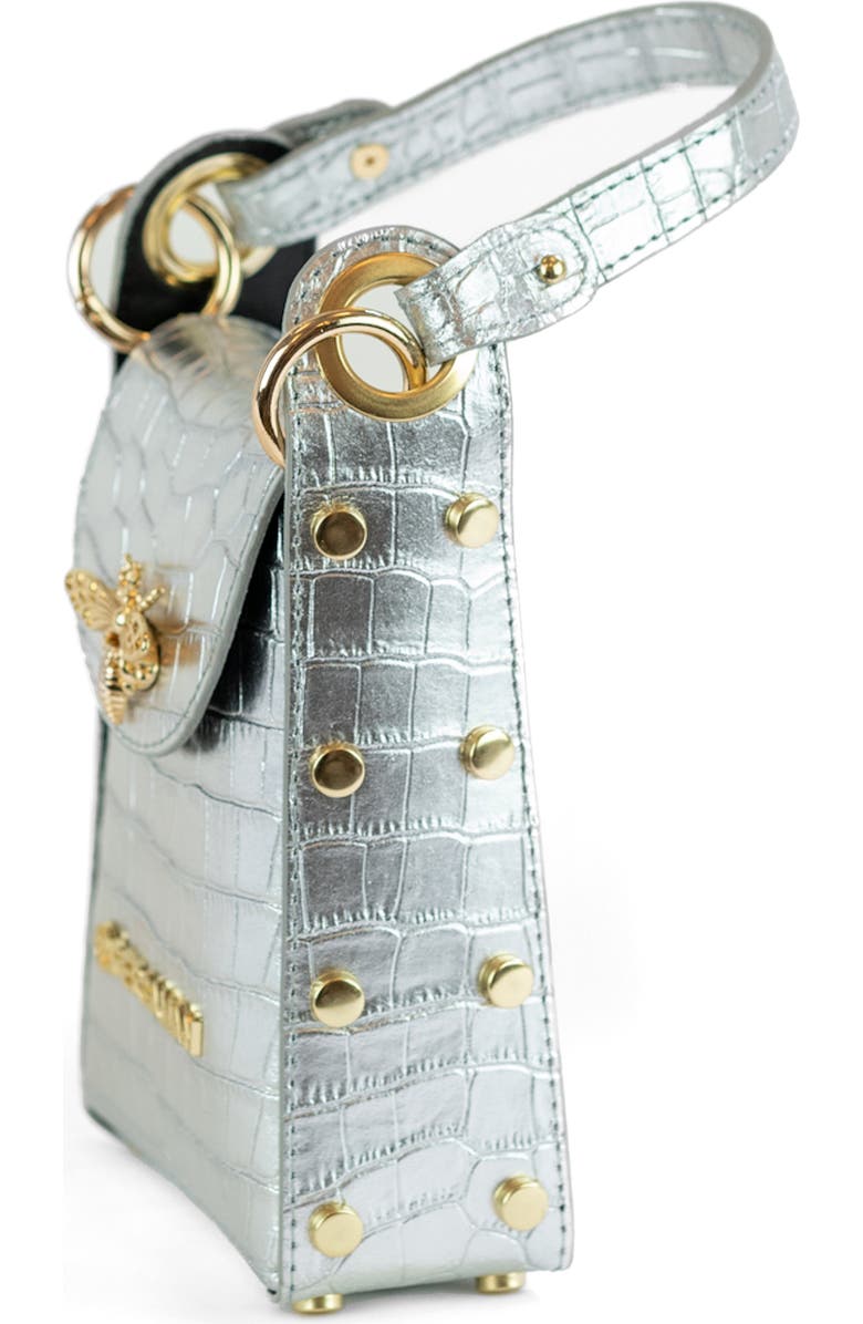 Persaman New York Anette Croc-Embossed Leather Crossbody Bag, Alternate, color, Platinum