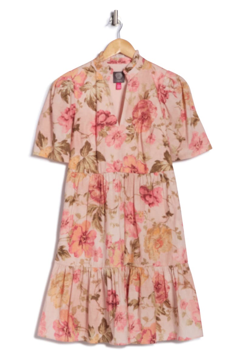 Floral Ruffle Poplin Minidress, Alternate, color, PEACH