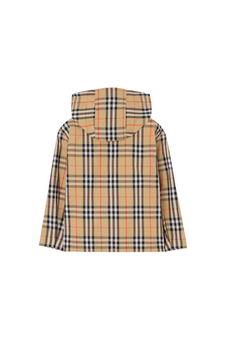 Check Nylon Hooded Jacket, Alternate, color, Sand beige