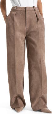 Manière De Voir Solene Suede Wide Leg Pleated Trousers