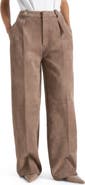 Manière De Voir Solene Suede Wide Leg Pleated Trousers