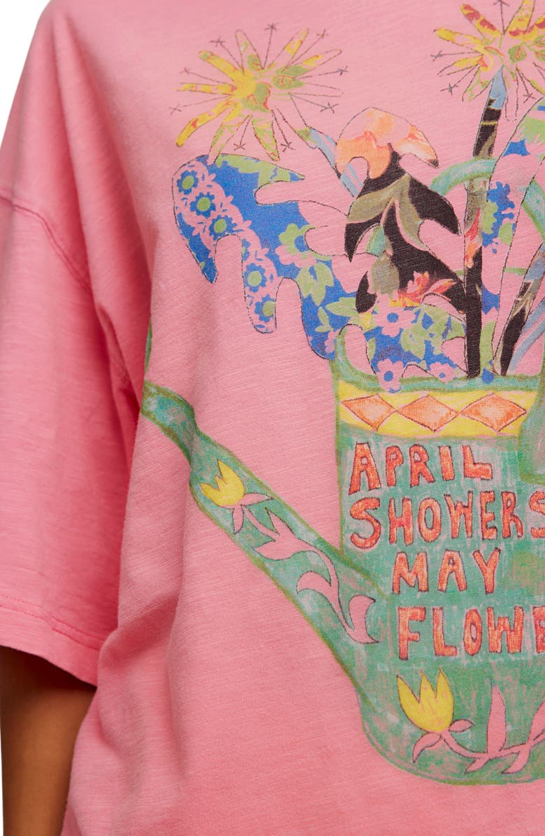 Free People In Spring Cotton Graphic T-Shirt, Alternate, color, Pink Poppy Combo