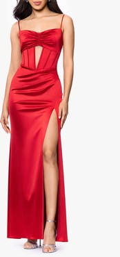 Blondie Nites Corset Satin Column Gown