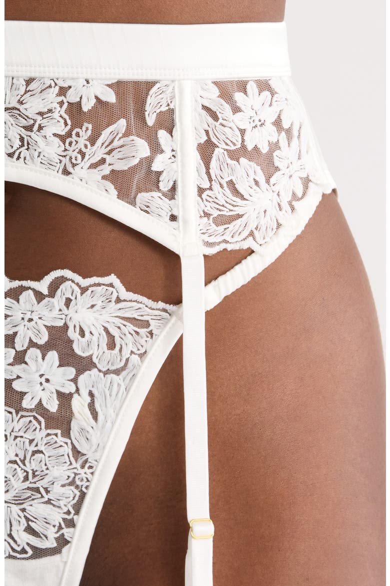 Embroidered Mesh Garter Belt, Alternate, color, WHITE