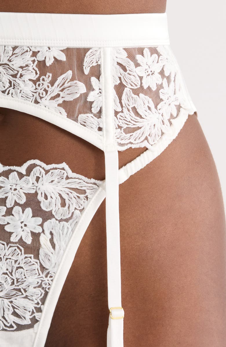 KILO BRAVA Embroidered Mesh Garter Belt, Alternate, color, White