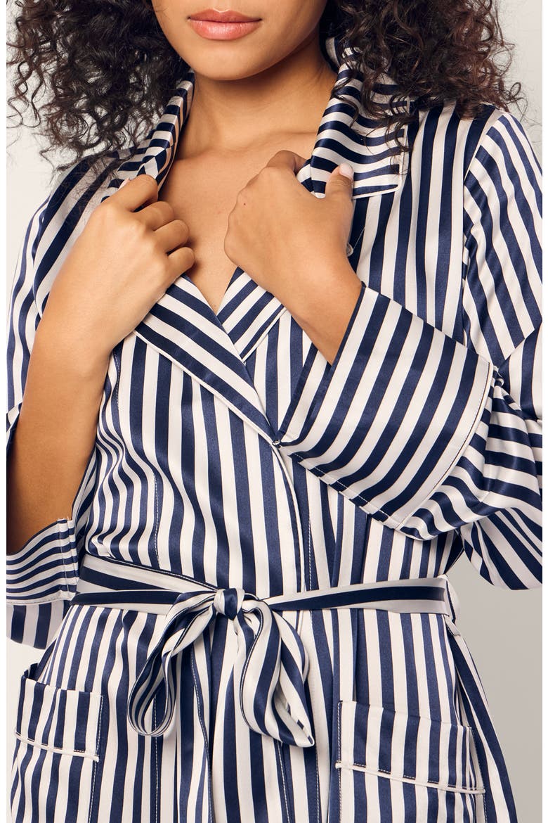 Bengal Stripe Silk Robe, Alternate, color, NAVY