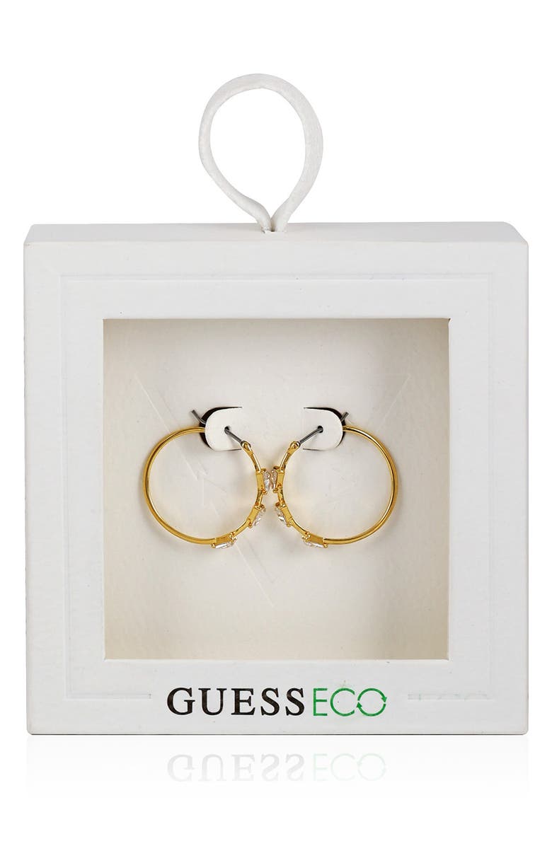 GUESS Cubic Zirconia Triangle Hoop Earrings, Alternate, color, Goldtone