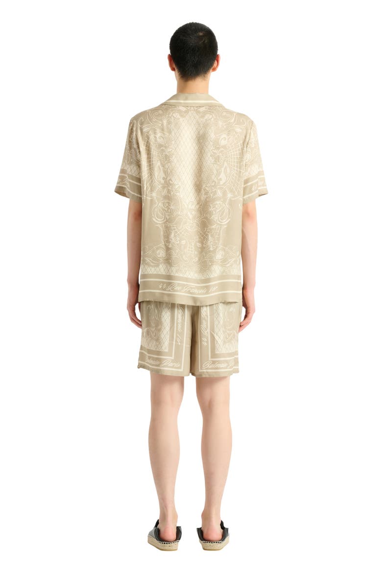 Printed Foulard pyjama shirt, Alternate, color, beige