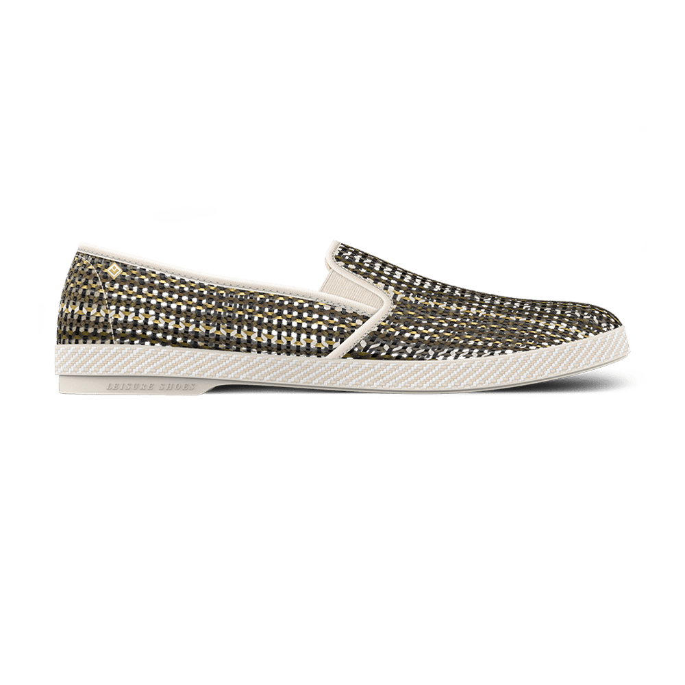 Rivieras Lord Woven Leatherette Slip-On Loafer, Main, color, Multi Gold Bronze Silver