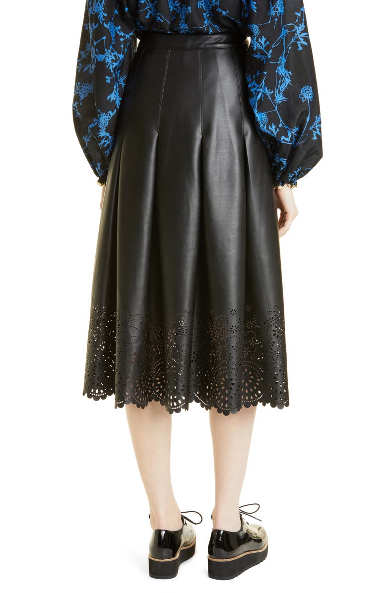 MUNTHE Neil Pointelle Hem Faux Leather Skirt, Alternate, color,
