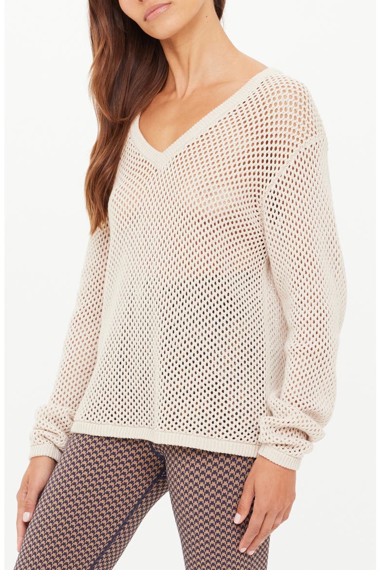 Josephine Organic Cotton Mesh Sweater, Alternate, color, NATURAL