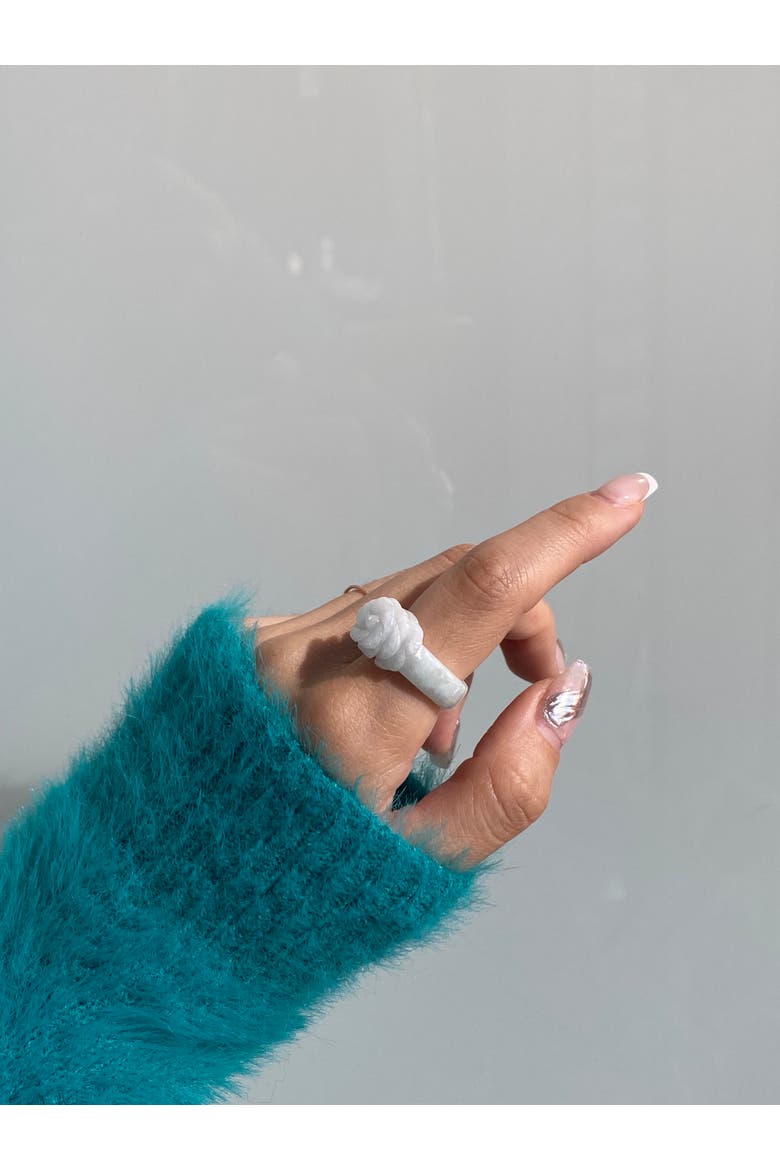 Rose Off-white jade ring, Alternate, color, Off white