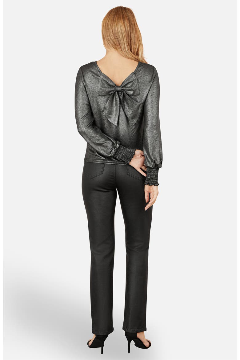 Metallic Bow Back Top, Alternate, color, Black