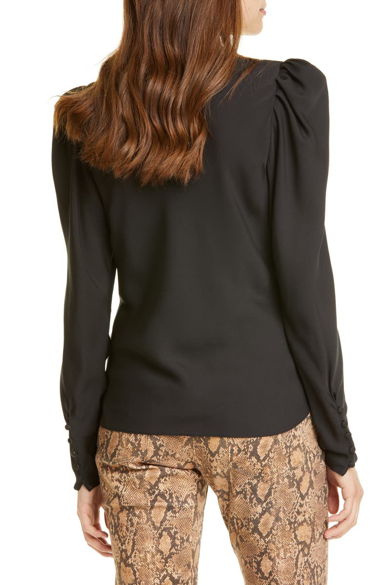 FRAME Shirred Silk Long Sleeve Blouse, Alternate, color, 