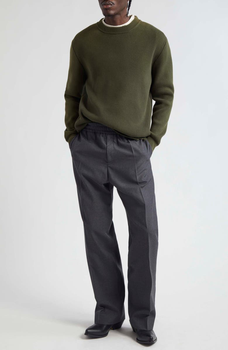 Golden Goose Distressed Cotton Blend Sweater, Alternate, color, Military Green