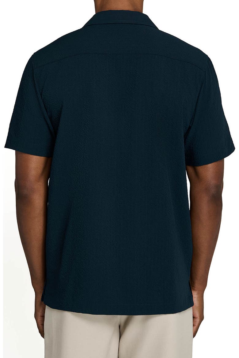 Solid Myrtle Short Sleeve Seersucker Camp Shirt, Alternate, color, NAVY