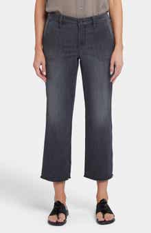 NYDJ Piper Frayed Relaxed Crop Straight Leg Utility Jeans