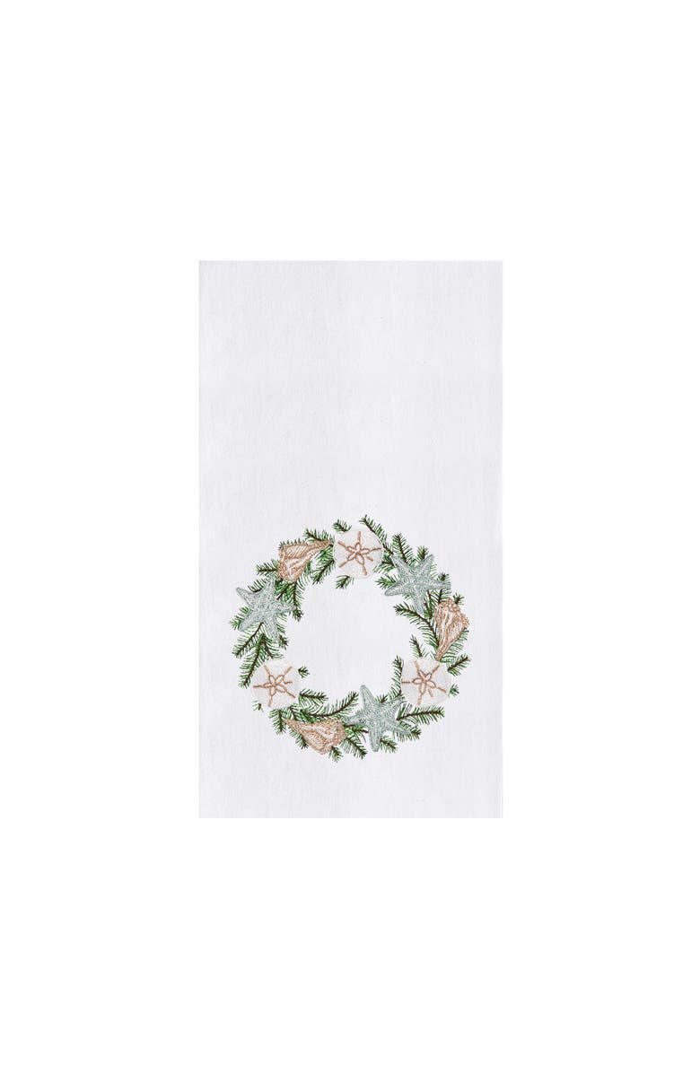 C&F Home Shell Christmas Wreath Towel, Main, color, Green