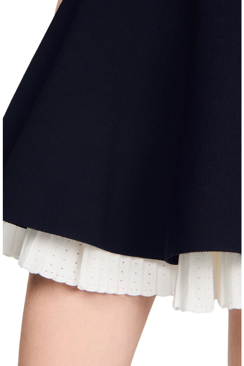 Two-tone knit skirt, Alternate, color, Black