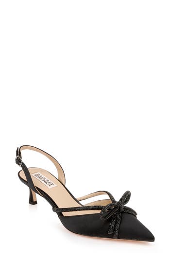 Badgley Mischka Collection Angelina Slingback Pointed Toe Kitten Heel Pump In Black
