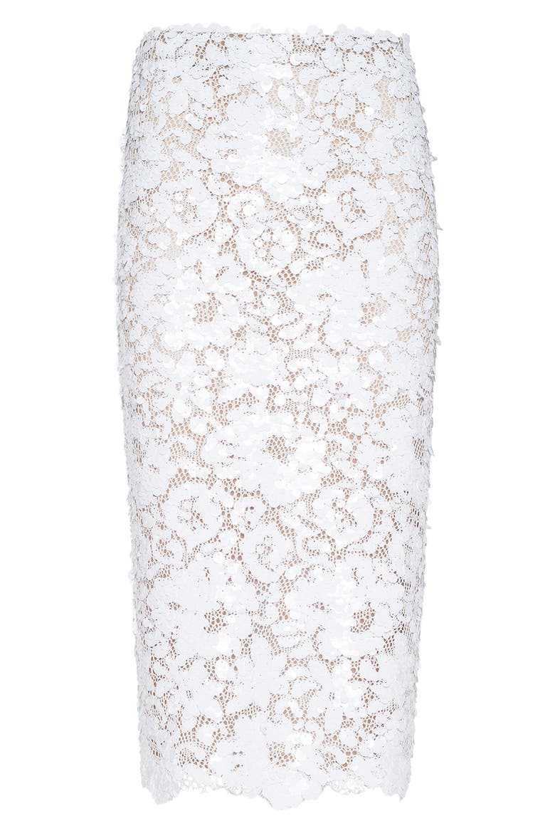 Makena Sequin Lace Midi Skirt, Alternate, color, WHITE