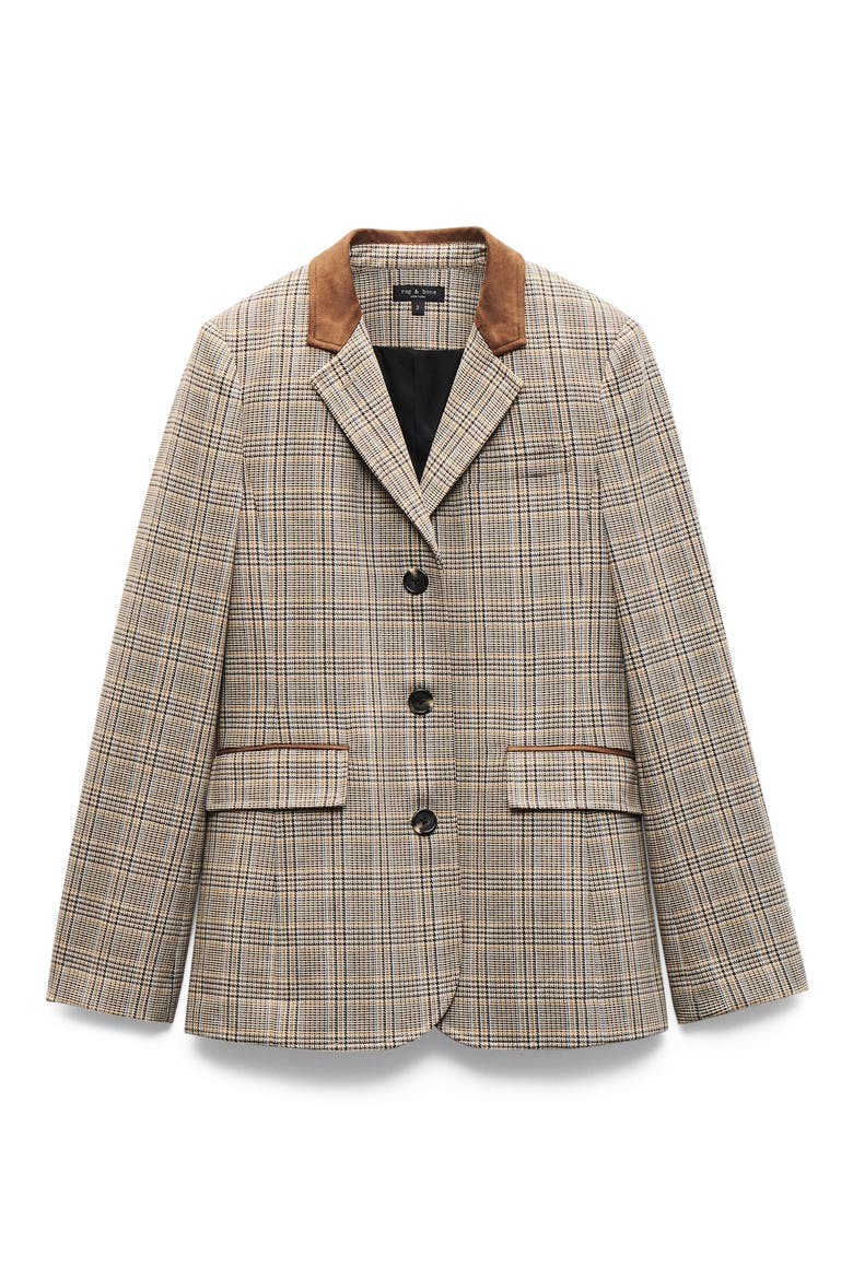 Evia Plaid Wool Blend Blazer, Alternate, color, TAN MULTI
