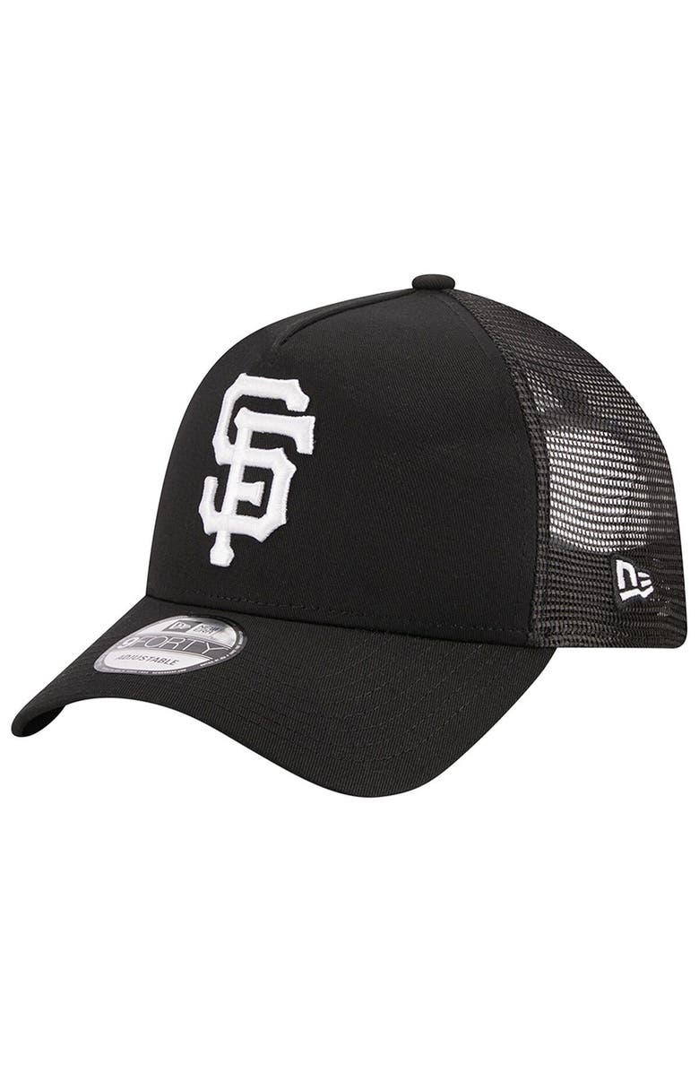 New Era Men's New Era Black San Francisco Giants A-Frame 9FORTY Trucker Adjustable Hat, Main, color, 