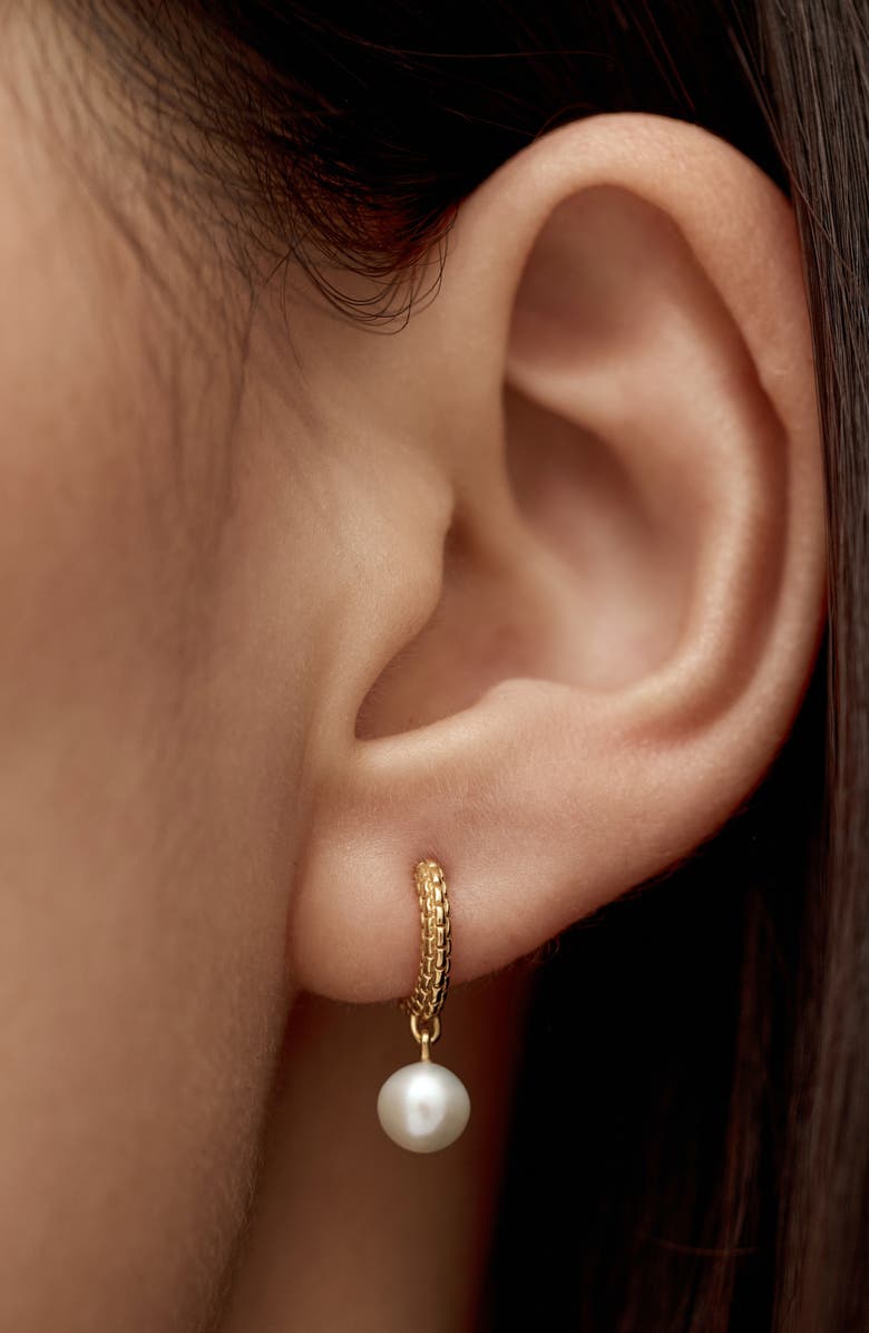 Monica Vinader Heirloom Freshwater Pearl Drop Huggie Hoop Earrings, Alternate, color, 18Ct Gold Vermeil / Pearl